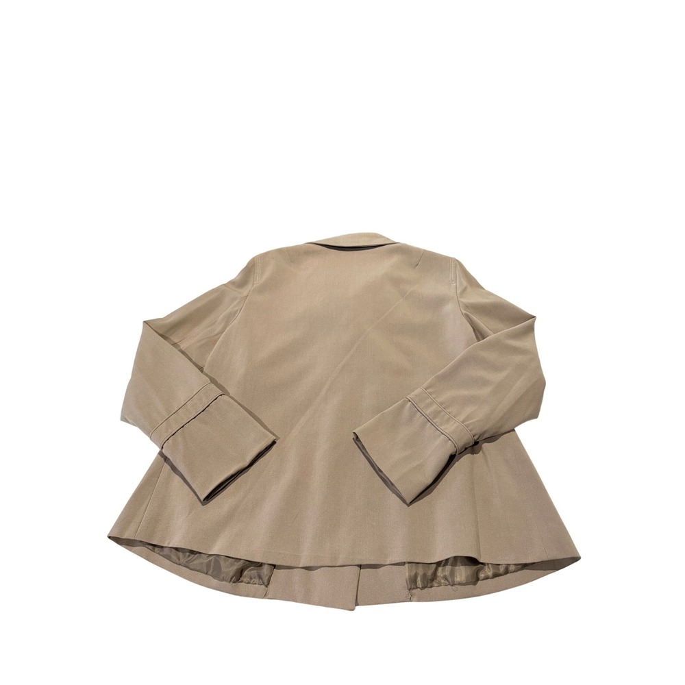 Larry Levine Stretch Tan Khaki Double Breasted Swing Trench Jacket Womens 12 - Picture 3 of 7